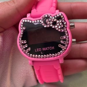 y2k pink bedazzled sanrio hello kitty watch